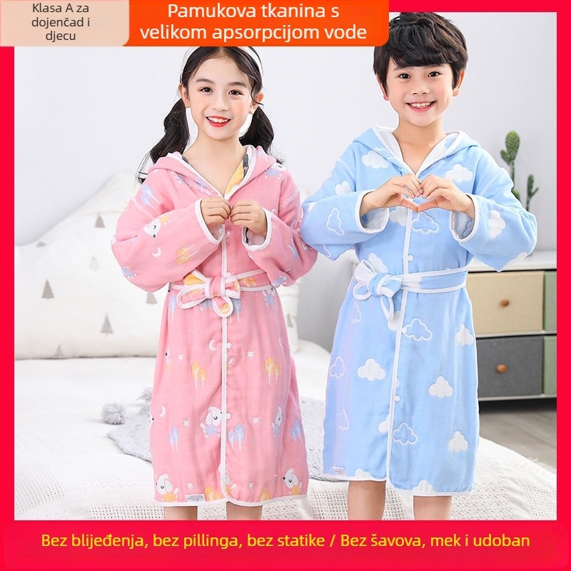 Unique dječji pamučni ogrtač za kupanje i kapuljača od ručnika