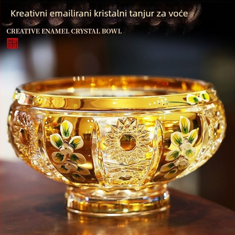 Stakleni tanjur za voće – lagani luksuz i retro stil, brend Crystal carving color, premium kvaliteta.