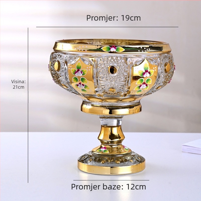 Stakleni tanjur za voće – lagani luksuz i retro stil, brend Crystal carving color, premium kvaliteta.