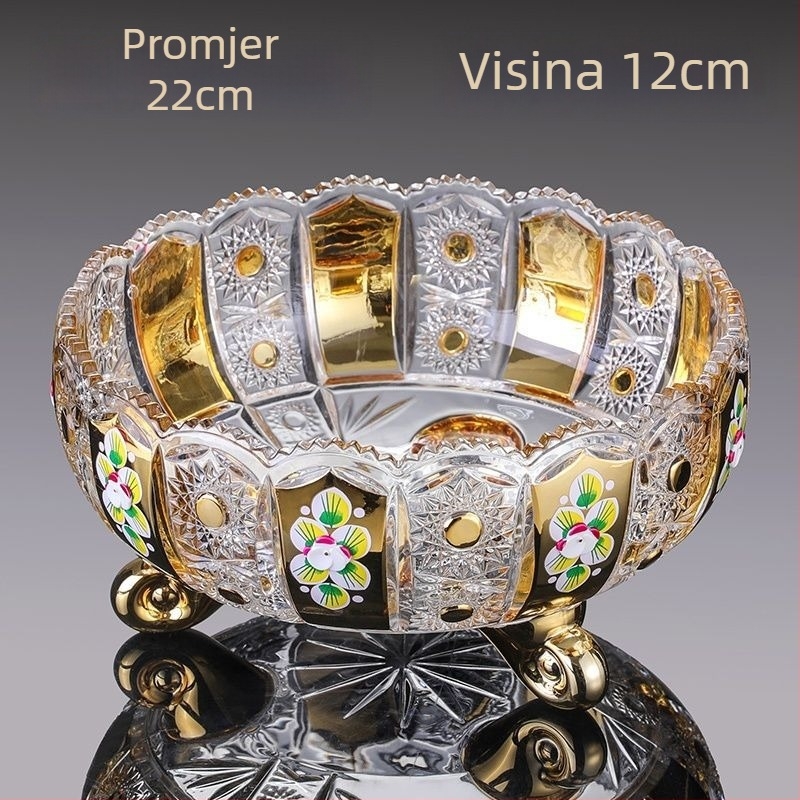 Stakleni tanjur za voće – lagani luksuz i retro stil, brend Crystal carving color, premium kvaliteta.