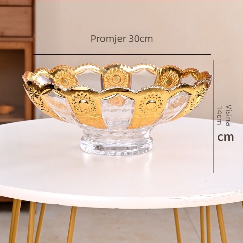 Stakleni tanjur za voće – lagani luksuz i retro stil, brend Crystal carving color, premium kvaliteta.