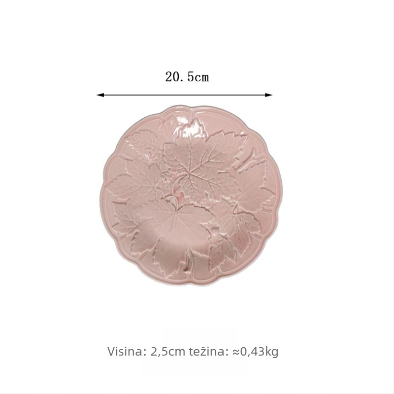 Keramički set tanjura, okrugli oblik, retro stil, pod glazurom, pogodan za mikrovalnu