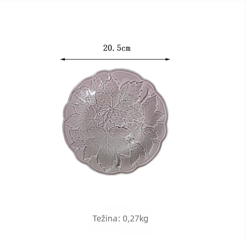 Keramički set tanjura, okrugli oblik, retro stil, pod glazurom, pogodan za mikrovalnu