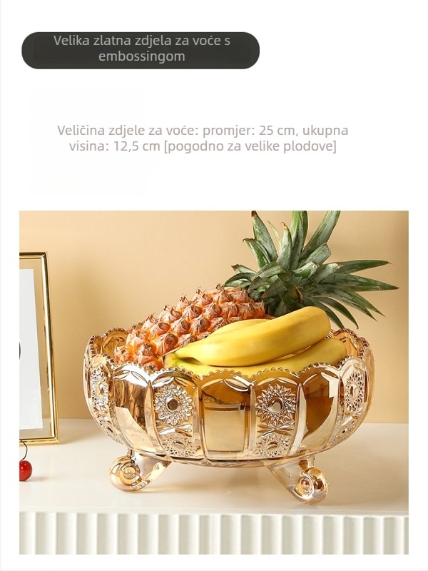 Stakleni pladanj za voće s tri noge, Nero, moderan minimalistički dizajn, vrhunska kvaliteta.