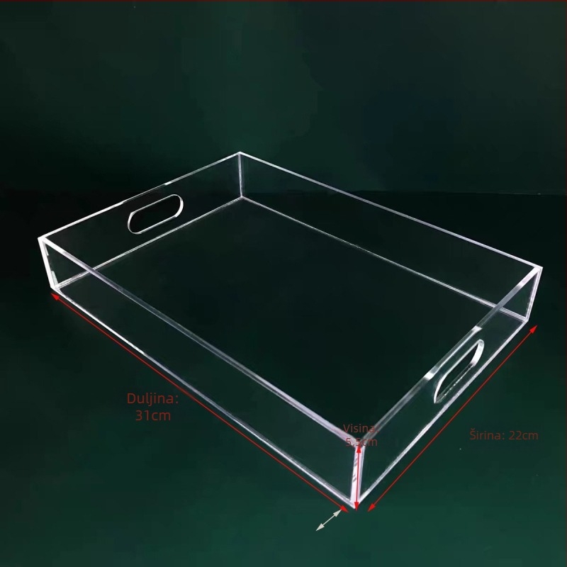 Pravokutni akrilni pladanj za skladištenje voća, čaja i kozmetike — stil laganog luksuza, prilagodljiva završna obrada