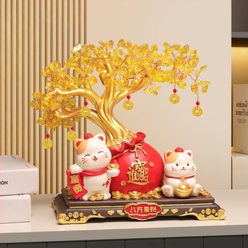 Srećna mačka – stolna dekoracija od smole, jednostavan moderni stil, pogodna za preseljenje i poslovne/promocijske poklone