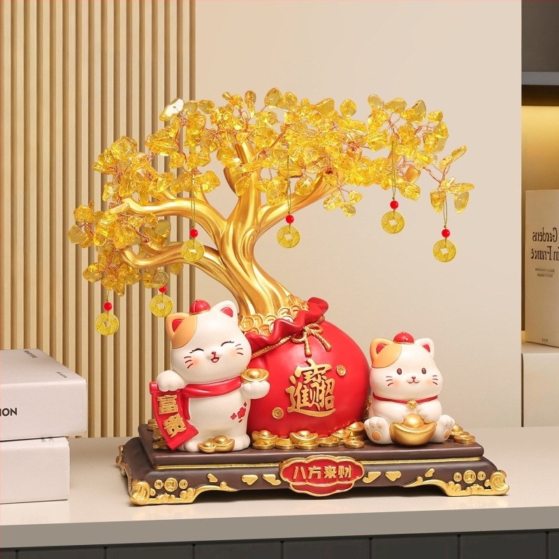 Srećna mačka – stolna dekoracija od smole, jednostavan moderni stil, pogodna za preseljenje i poslovne/promocijske poklone