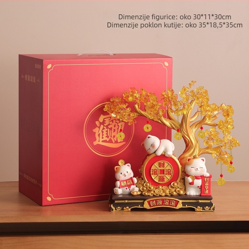 Srećna mačka – stolna dekoracija od smole, jednostavan moderni stil, pogodna za preseljenje i poslovne/promocijske poklone