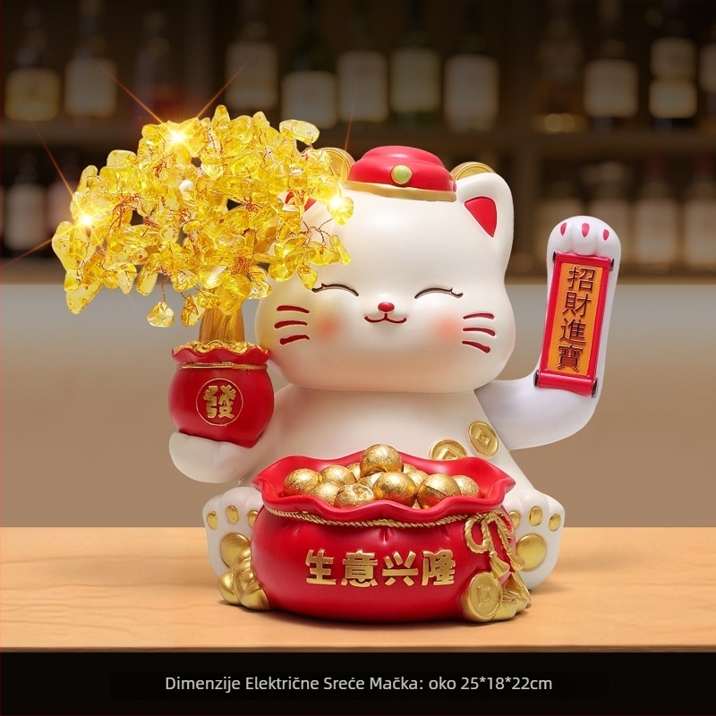 Srećna mačka – stolna dekoracija od smole, jednostavan moderni stil, pogodna za preseljenje i poslovne/promocijske poklone