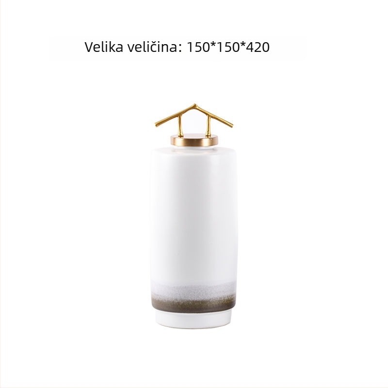 Mu Jing keramičko-metalna vaza u kineskom stilu s pejzažnom porcelinskom dekoracijom za dnevni boravak i studijsku sobu