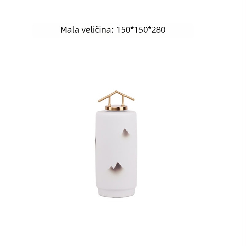 Mu Jing keramičko-metalna vaza u kineskom stilu s pejzažnom porcelinskom dekoracijom za dnevni boravak i studijsku sobu