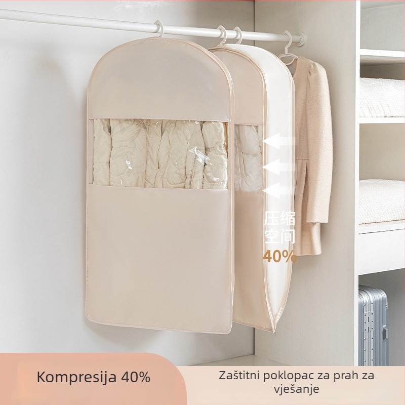 Torba za pohranu jakne s visećim dizajnom — satenski materijal, prašini otporan i vlage otporan, kompresija bez zraka za kućno skladištenje