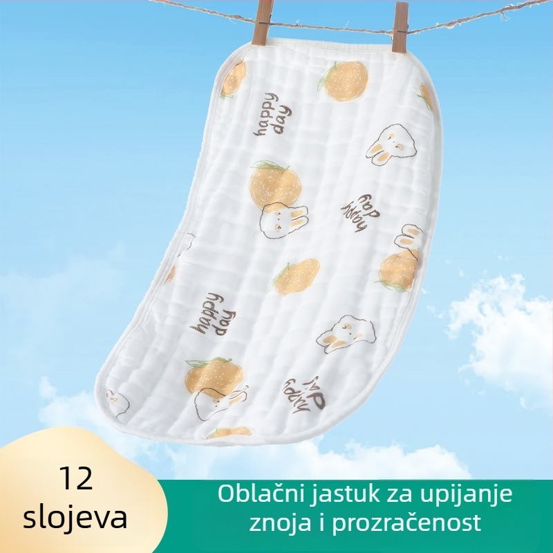 Komplet pamučnih jastučnica za novorođenče: 12-slojni jastuk, jastuk u obliku oblaka i plosnati jastuk od gaze — prozračan i upija znoj