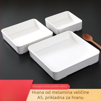 Melamin kvadratni pladanj za hranu, kvaliteta hrane, otporan na toplinu, pladanj za posluživanje kuhanih jela i povrća