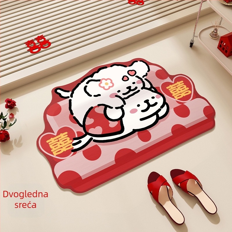 Kupaonska prostirka s dizajnom crt šteneta, protuklizna, diatomitna glina, toplinski prijenos, oblik vanzemaljca, set dekoracije za vjenčanje