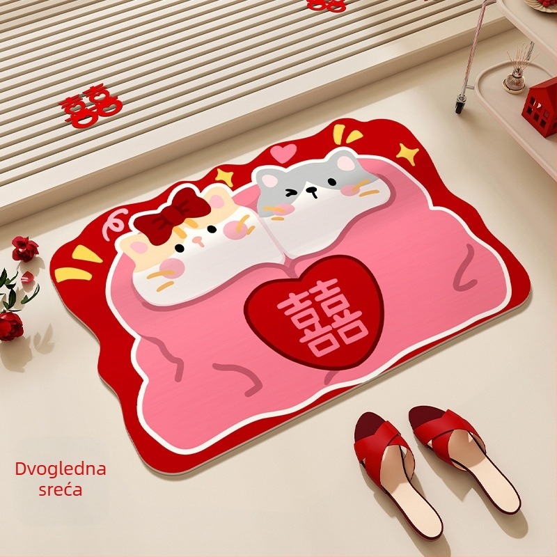 Kupaonska prostirka s dizajnom crt šteneta, protuklizna, diatomitna glina, toplinski prijenos, oblik vanzemaljca, set dekoracije za vjenčanje