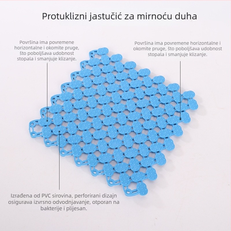 Modularna PVC anti-slip prostirka za kupaonicu, kvadratnog oblika, jednobojna, za kupaonicu, WC i bazen