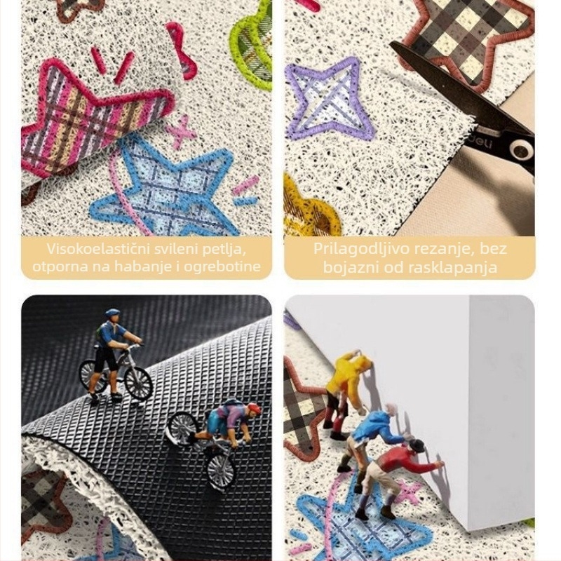 Ulazni tepih s uzorkom zvjezdice, PVC, tkanje od svilenih petlji, za ulaz, ručno pranje, crtani stil