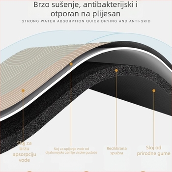 Polukružni apsorpcijski tepih od diatomita za kupaonicu, protuklizni