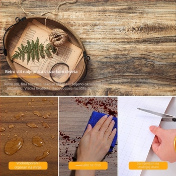 Self-adhesive tapeta s uzorkom drveta za obnovu namještaja – imitacija drveta, vodootporna, za ormare, komode i radne ploče.
