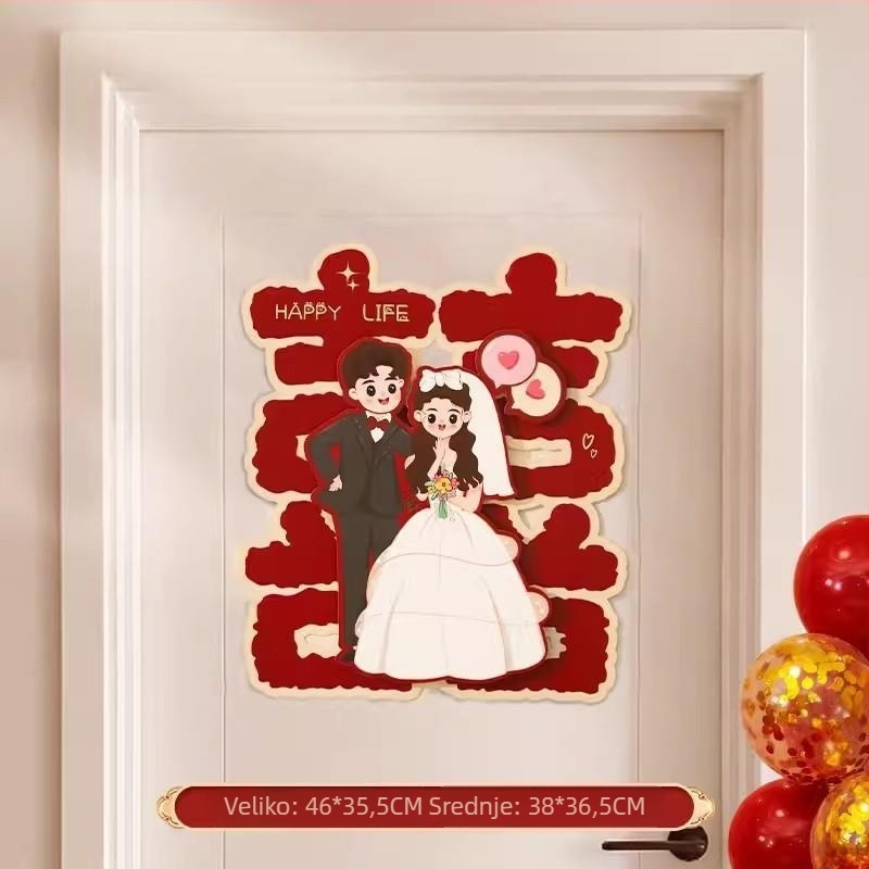 Svadbena naljepnica za vrata s motivom sretnog znaka, papirnati materijal; marka Yudi; tip ceremonije: crtana riječ sreće; kategorija: riječ sreće