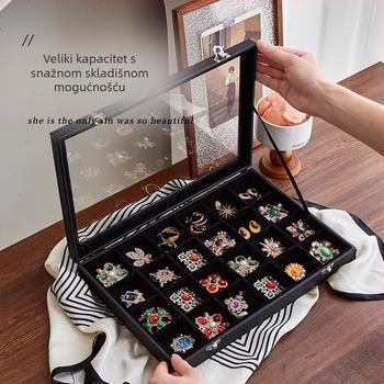 Taohuajia Kutija za nakit za broševe — Model Black leather brooch storage; Materijal Cortical; Stil Leisure; Vzor Jednobojan