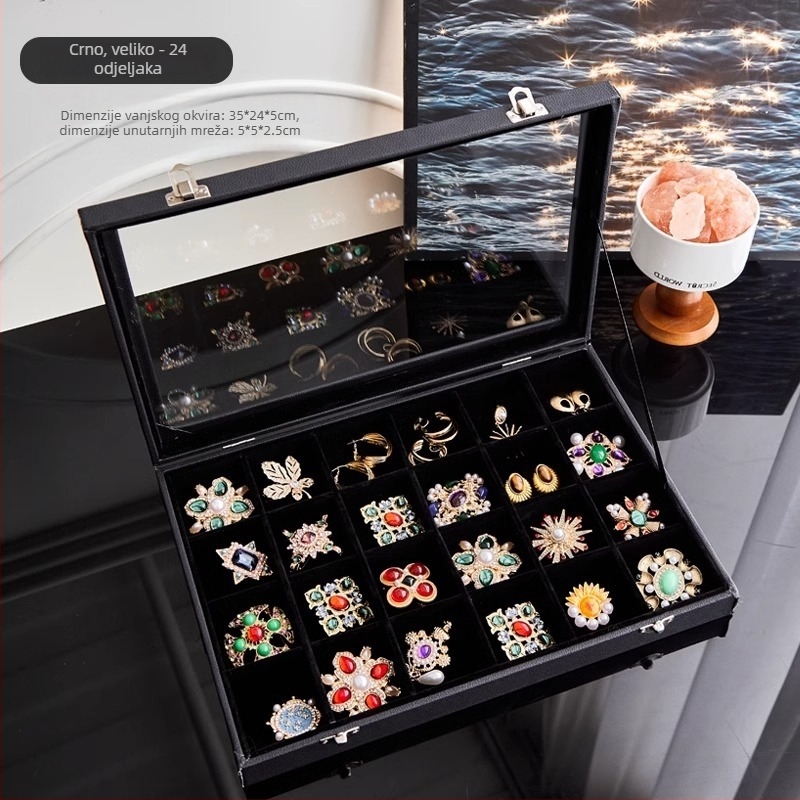 Taohuajia Kutija za nakit za broševe — Model Black leather brooch storage; Materijal Cortical; Stil Leisure; Vzor Jednobojan