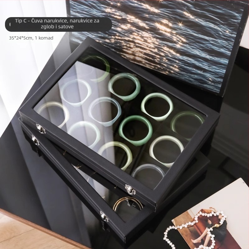 Taohuajia Kutija za nakit za broševe — Model Black leather brooch storage; Materijal Cortical; Stil Leisure; Vzor Jednobojan