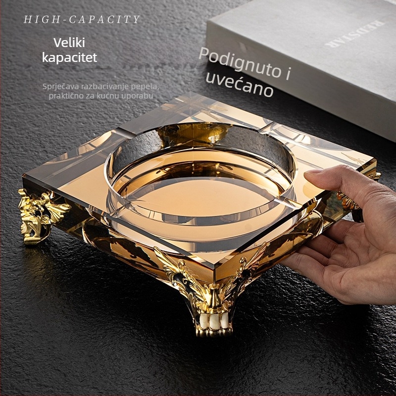 Stakleni duboki pepeljara — dekoracija i skladištenje, minimalistički do laganog luksuza, za dom, dnevni boravak, KTV, bar ili hotel.