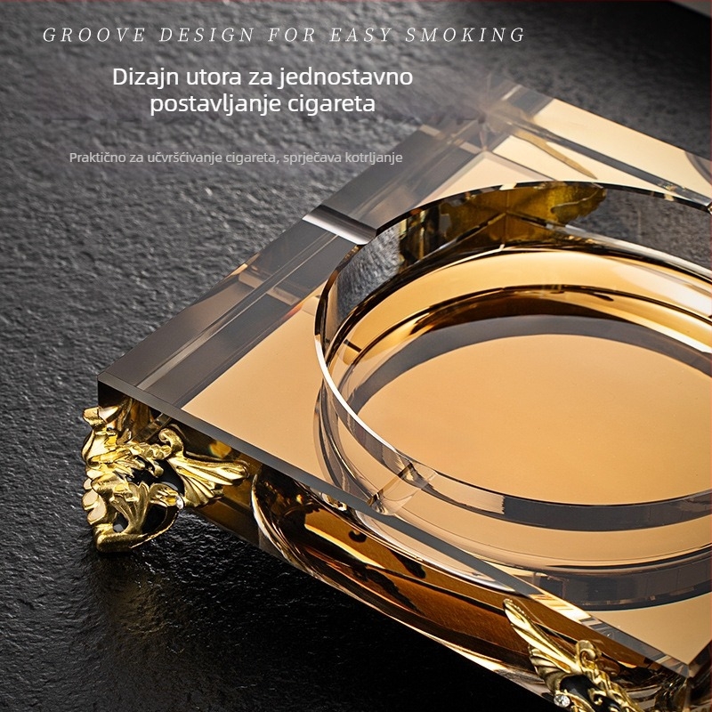 Stakleni duboki pepeljara — dekoracija i skladištenje, minimalistički do laganog luksuza, za dom, dnevni boravak, KTV, bar ili hotel.