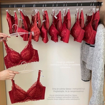 Bežični push-up grudnjak s košarom 3/4, čipka, najlon materijal (oblikovana šalica: gornja tanka, donja debela)