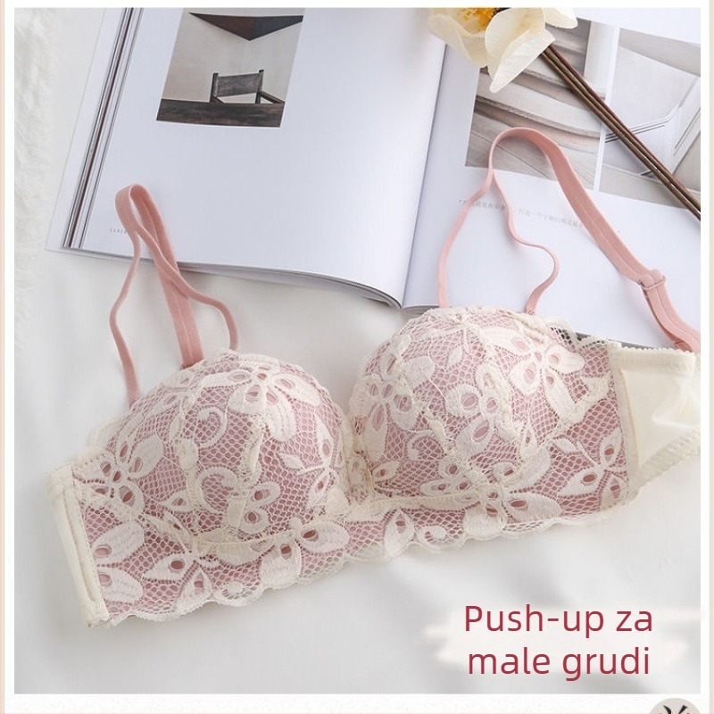 Set grudnjaka s push-upom bez žice, duboki V japanskog stila, odvjonive dvostruke naramenice, stražnje kopče s tri reda, najlon materijal