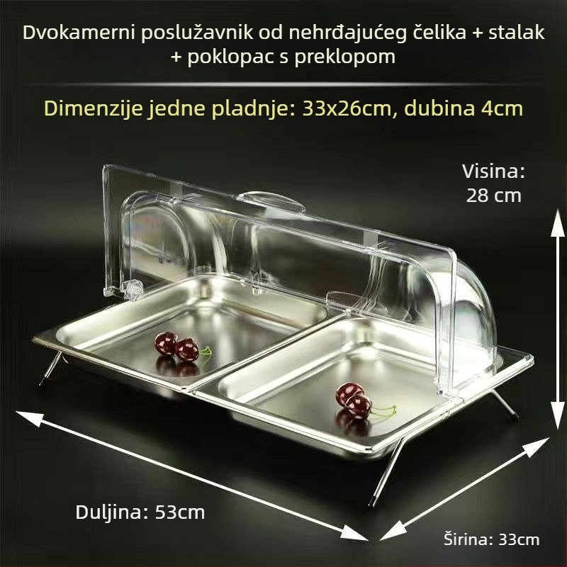 Nerđajući čelični buffetski stalak s više pretinaca i poklopaca za voće i gotova jela – Sheng bangrong