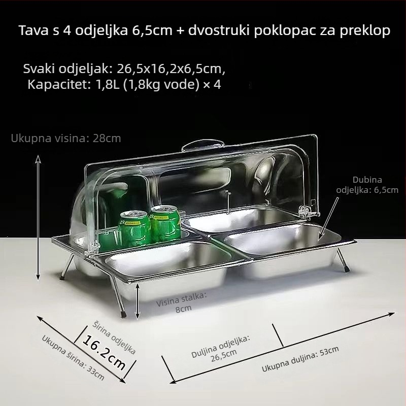 Nerđajući čelični buffetski stalak s više pretinaca i poklopaca za voće i gotova jela – Sheng bangrong