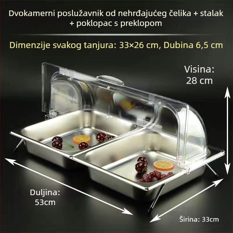 Nerđajući čelični buffetski stalak s više pretinaca i poklopaca za voće i gotova jela – Sheng bangrong