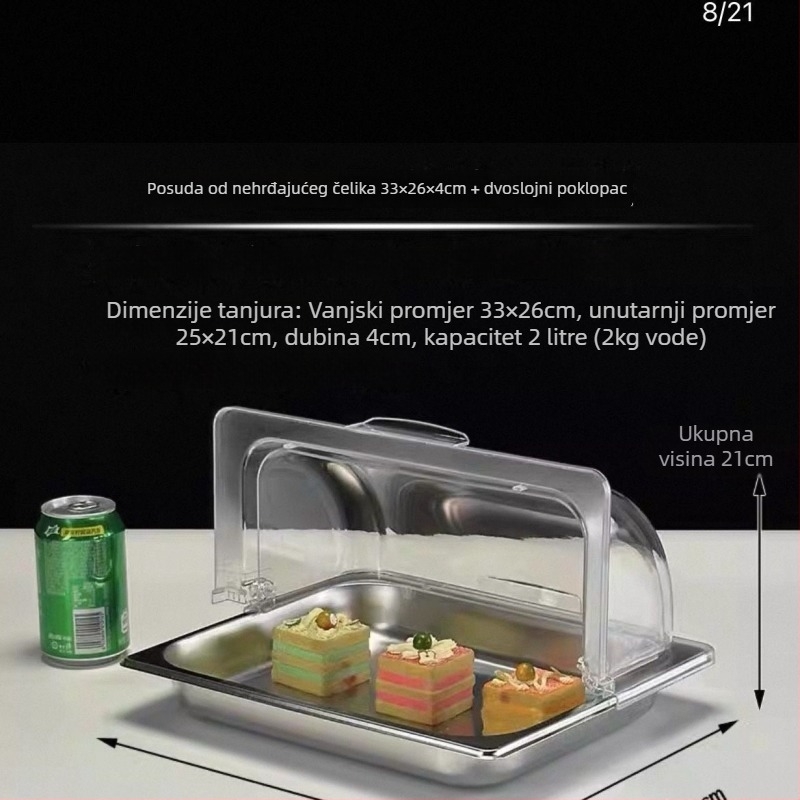 Nerđajući čelični buffetski stalak s više pretinaca i poklopaca za voće i gotova jela – Sheng bangrong
