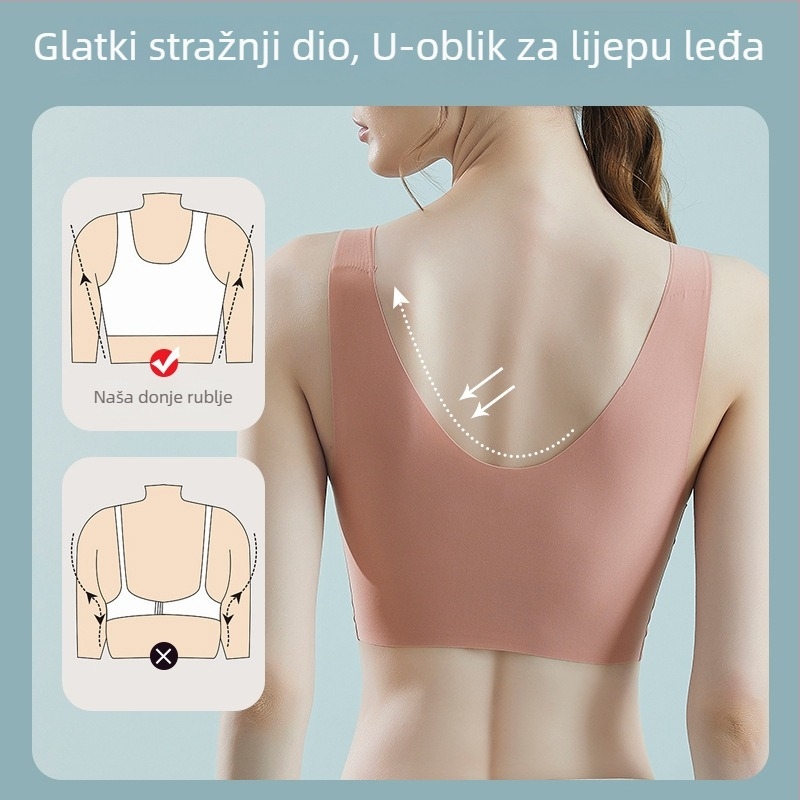 Luksuzni bešavni sportski grudnjak s fiksnim košaricama, bez žice, oblikovanje leđa, push-up za male grudi
