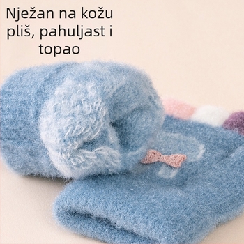 Dječje rukavice 0–3 godine, jesen-zima, najlon, fleece podstava, rukavice s pola prsta, crtani uzorak, tople