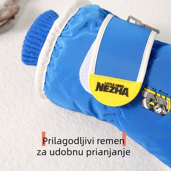 Dječje skijaške rukavice, Cartoon stil, prsti odvojeni, Chun yafang materijal, unisex, uzrast 7–14 godina, zima