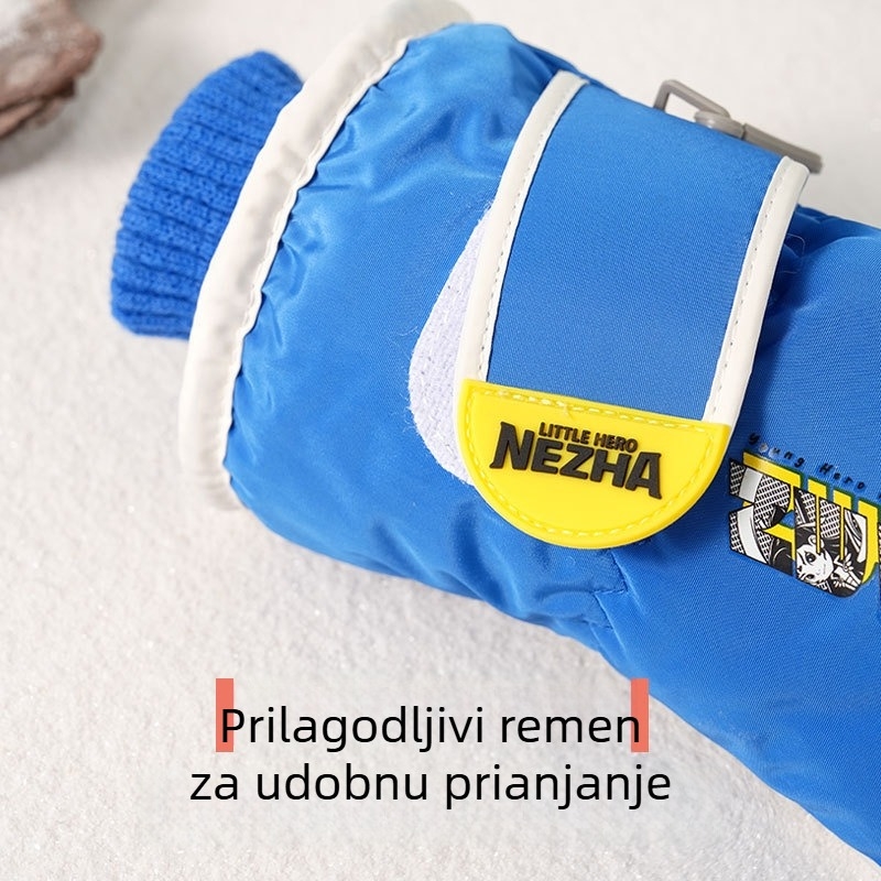 Dječje skijaške rukavice, Cartoon stil, prsti odvojeni, Chun yafang materijal, unisex, uzrast 7–14 godina, zima