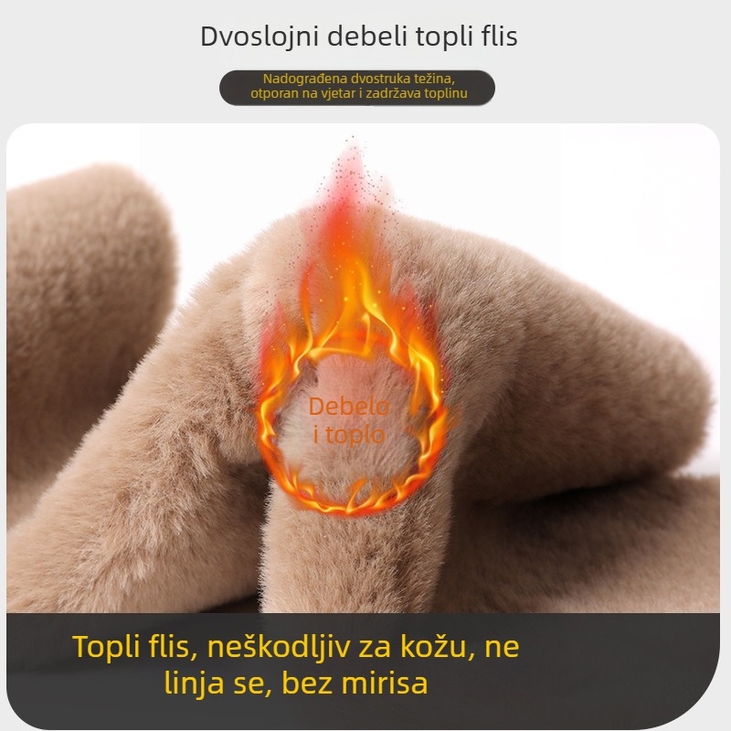 Dječja pliš kapica za zimu s lisjim ušima – topla, dvobojna boja, s integriranim ovratnikom-šalom i zaštitom za uši