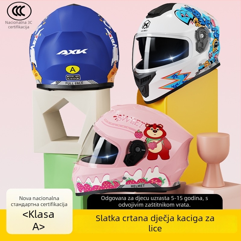 AXK dječja kaciga s punim licem, ABS materijal, za električne motocikle, GB811-2022A certifikacija i 3C kod 2023091105021233