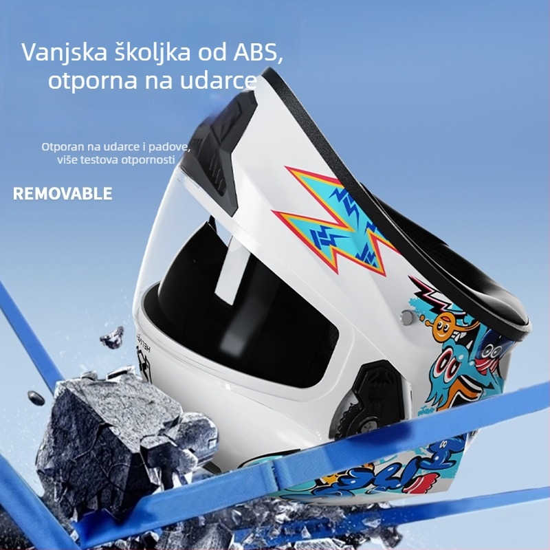 AXK dječja kaciga s punim licem, ABS materijal, za električne motocikle, GB811-2022A certifikacija i 3C kod 2023091105021233