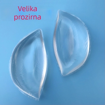 Silikonska umetnuta podrška za prsa s ugrađenim jastučićem, u obliku školjke i polumjesečnim umetkom, proziran uzorak s ćelijama saća