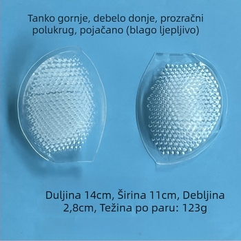 Silikonska umetnuta podrška za prsa s ugrađenim jastučićem, u obliku školjke i polumjesečnim umetkom, proziran uzorak s ćelijama saća