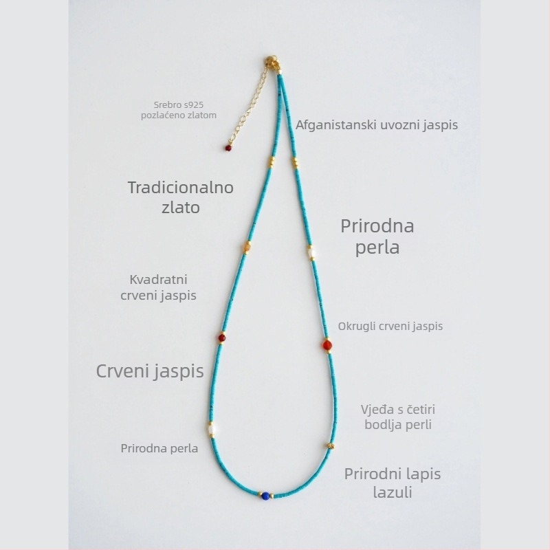 Ogrlica s geometrijskim dizajnom od perlica, višeslojna, Seiko završna obrada, O-lanac, originalni dizajn