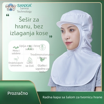 Šešir s plosnatim vrhom, prozračan, zaštita od prašine za prehrambenu industriju