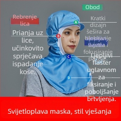 Šešir s plosnatim vrhom, prozračan, zaštita od prašine za prehrambenu industriju