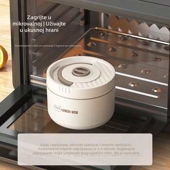 Kutija za ručak od nehrđajućeg čelika, okrugla, 1–2 L, višeslojna s poklopcem, izolirana i kompatibilna s mikrovalnom pećnicom