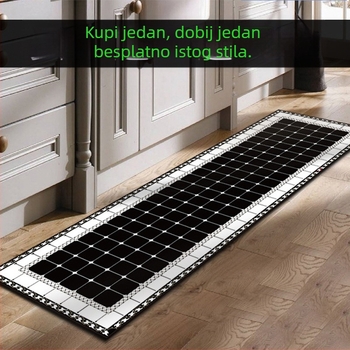Kuhinjska dugačka pravokutna prostirka s geometrijskim uzorkom, od poliesterskih vlakana i prirodne gume
